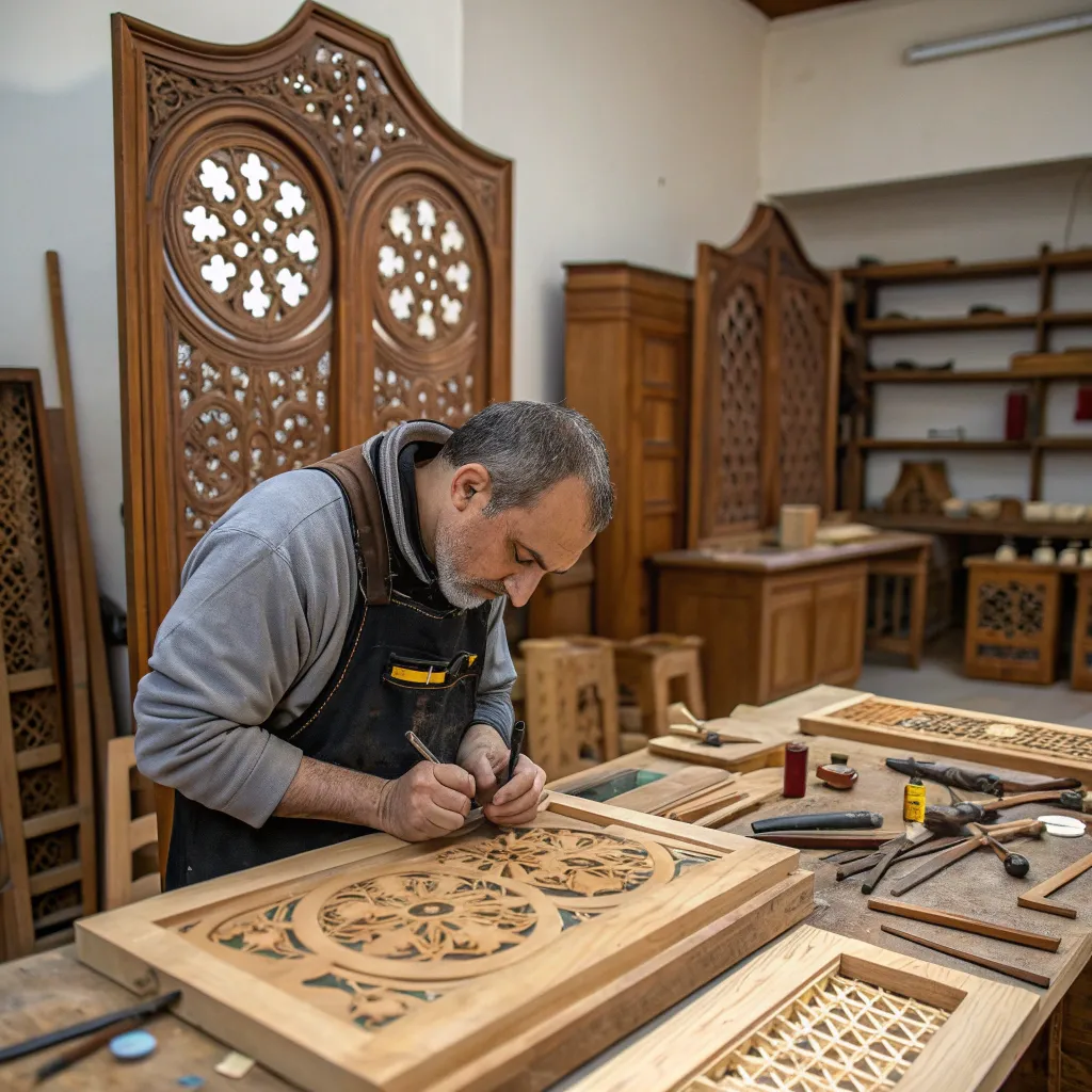 Craftsman working in Pyranthisa workshop